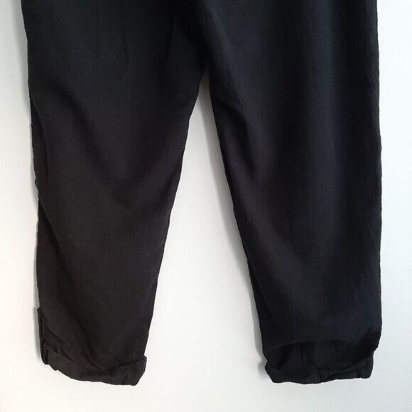 JOE FRESH | Linen Cotton Blend High Elastic Waist Pull-on Crop Pants Black Sz XL - Picture 9 of 11